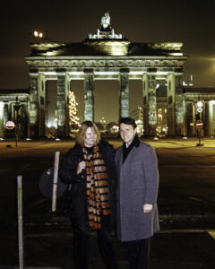Derek Bryson Park and the Editor of Berlin's leading newspaper, Brandenburg Gate, Berlin, Germany