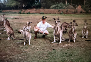 Derek Bryson Park Welcomed by a Mob of Kangaroos, New South Wales, Australia 