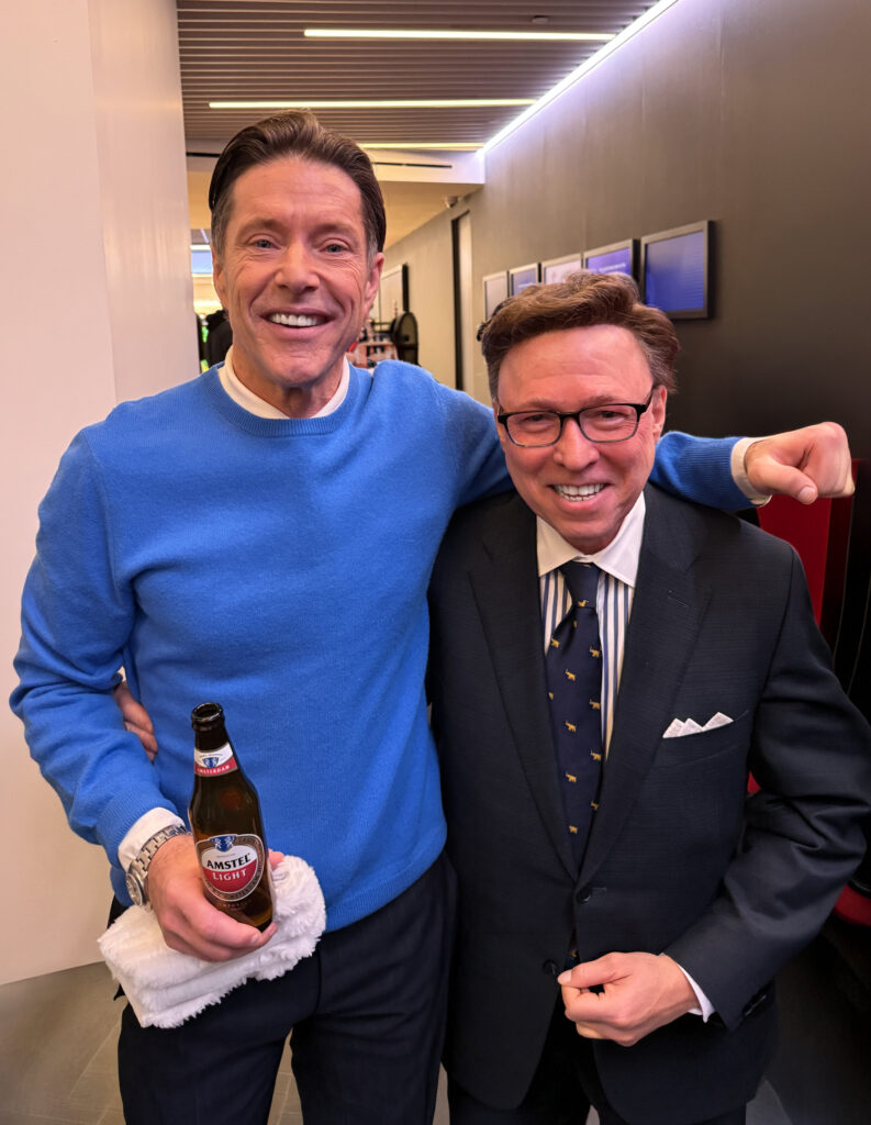 Derek Bryson Park with founder and Chief Investment Officer of Seymour Asset Management, and contributor to CNBC, Timothy Seymour, at Nasdaq MarketSite in Times Square, New York