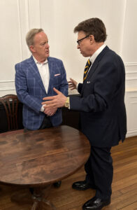 White House Press Secretary Sean Spicer and Derek Bryson Park Participate in a Captivating Dialogue.